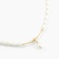 Collier Stella-rose Or Jaune Perle De Culture