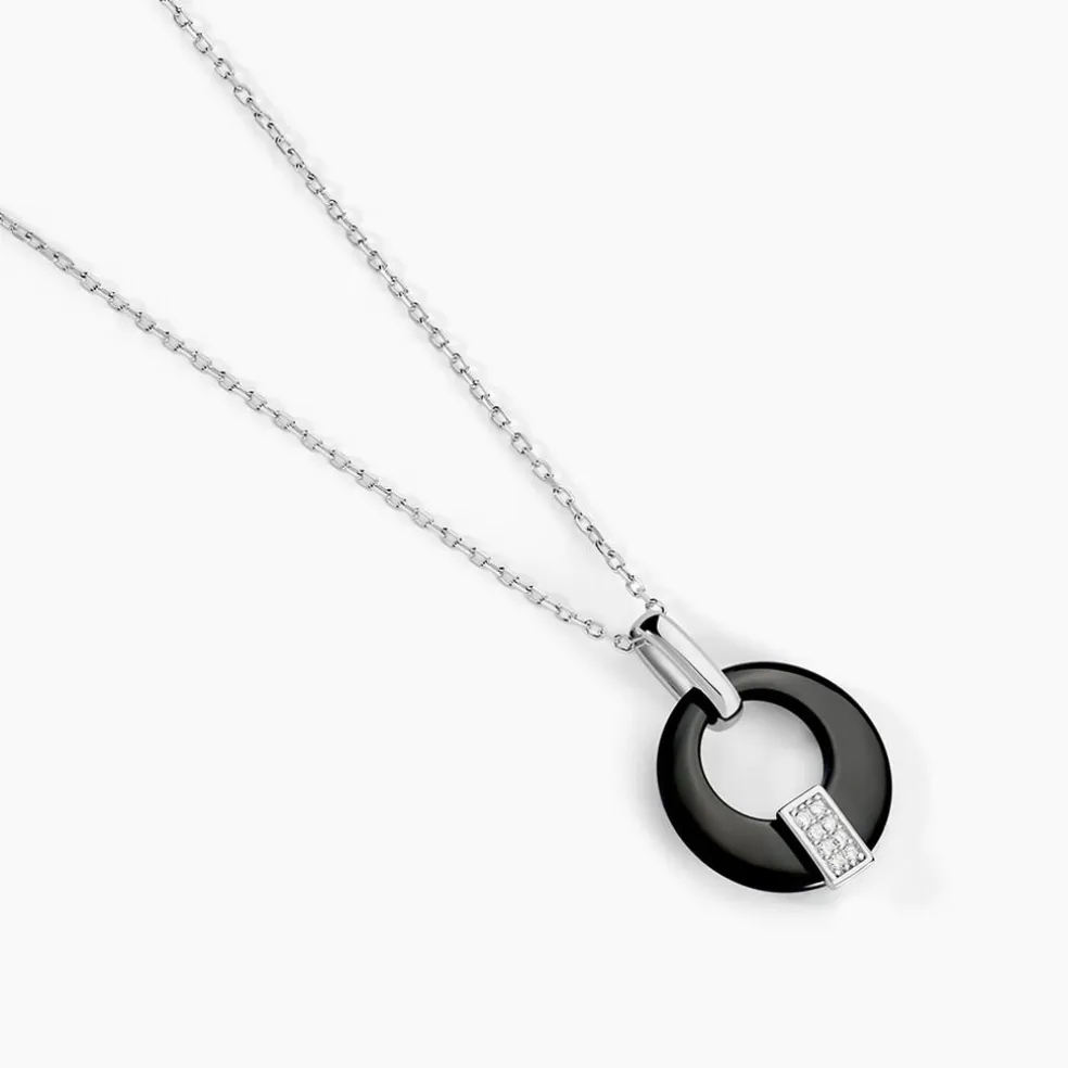 Collier Suzanne Argent Blanc Céramique Et Oxyde De Zirconium
