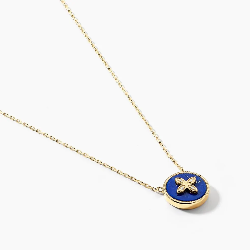 Collier Talisman Or Jaune Lapis Lazuli Diamant