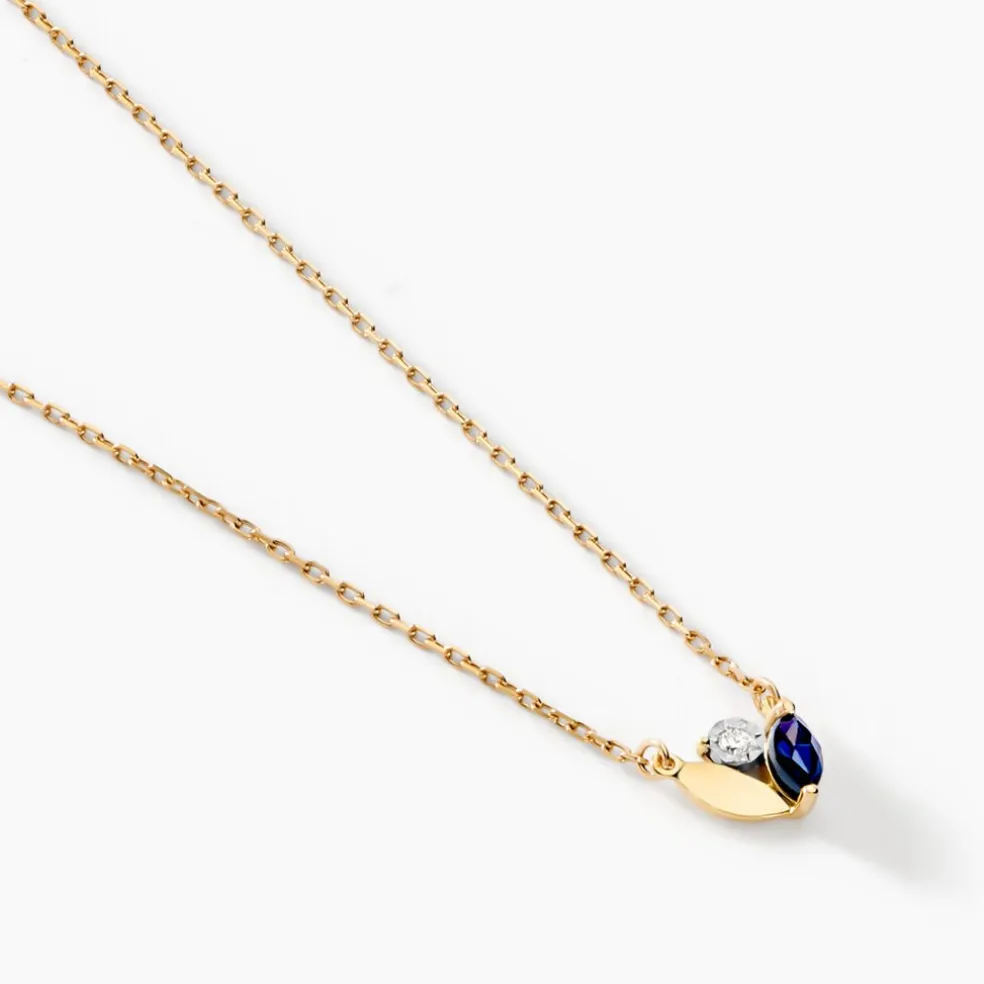 Collier Tameka Or Bicolore Saphir Diamant