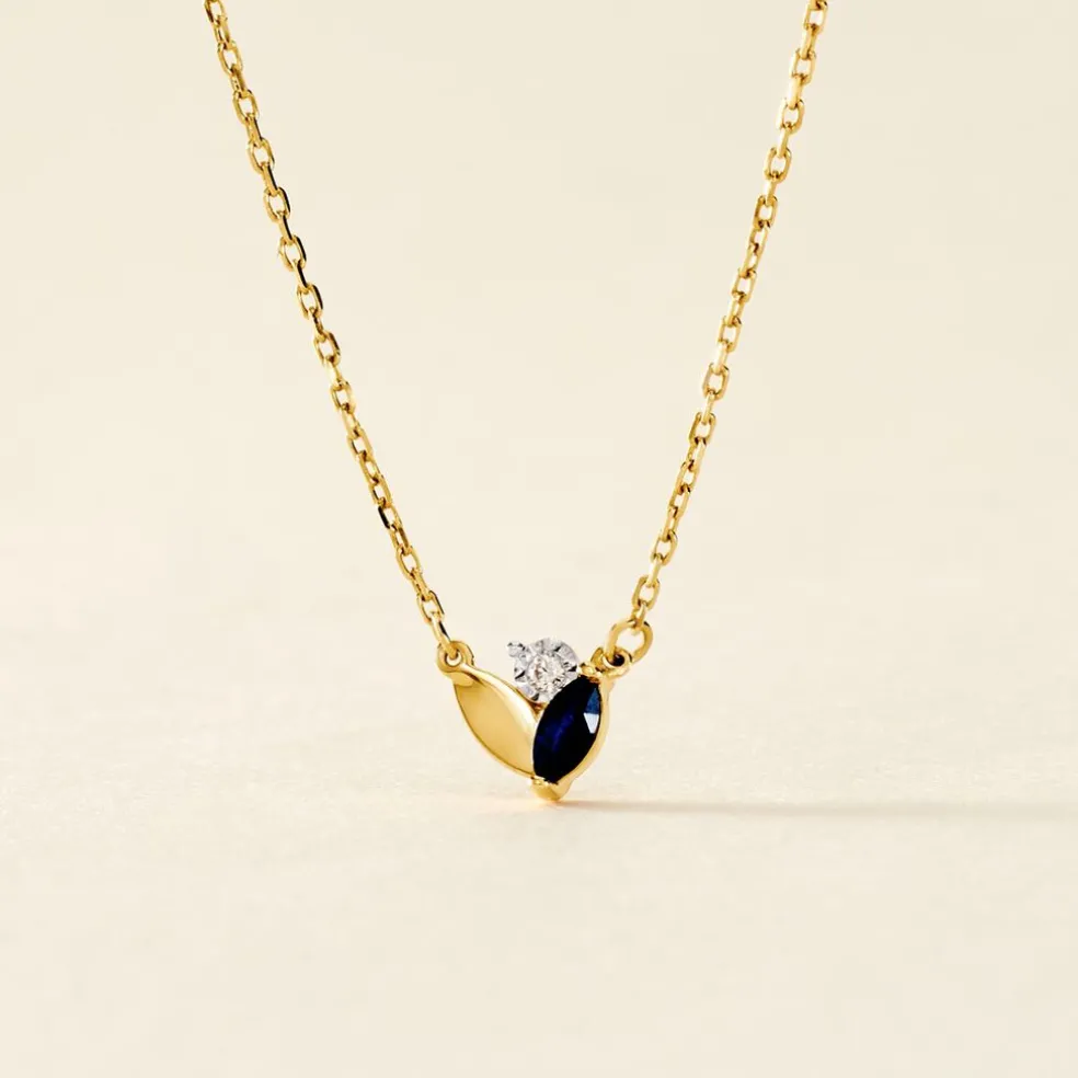 Collier Tameka Or Bicolore Saphir Diamant