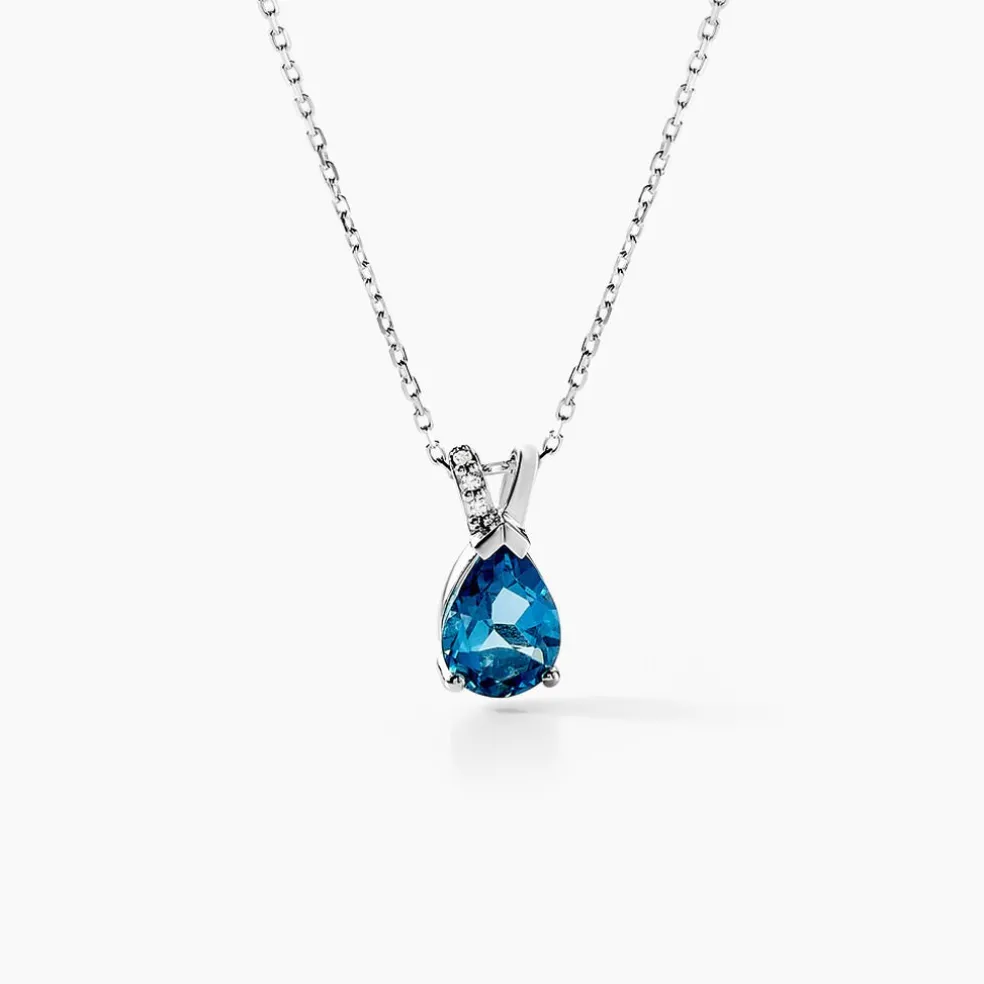 Collier Teresa Or Blanc Topaze Et Diamant