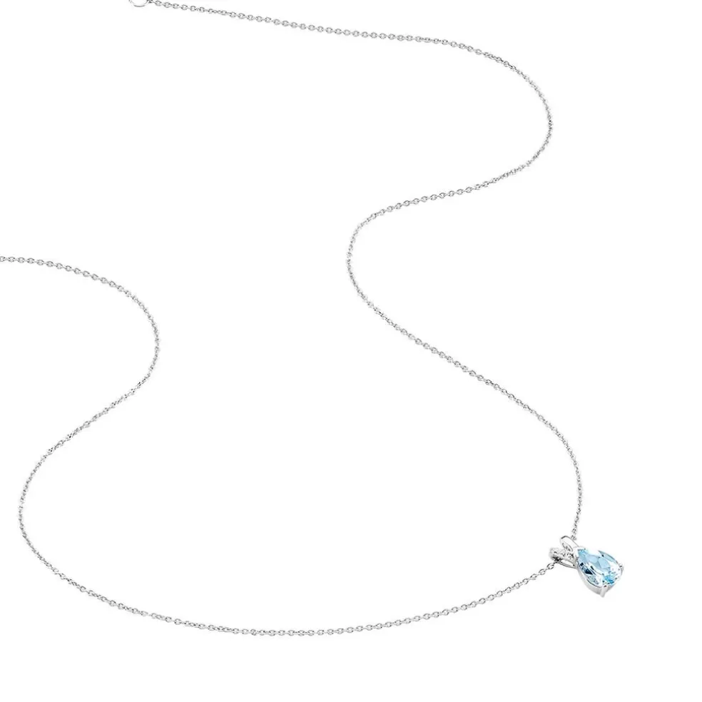 Collier Teresa Or Blanc Topaze Et Diamant