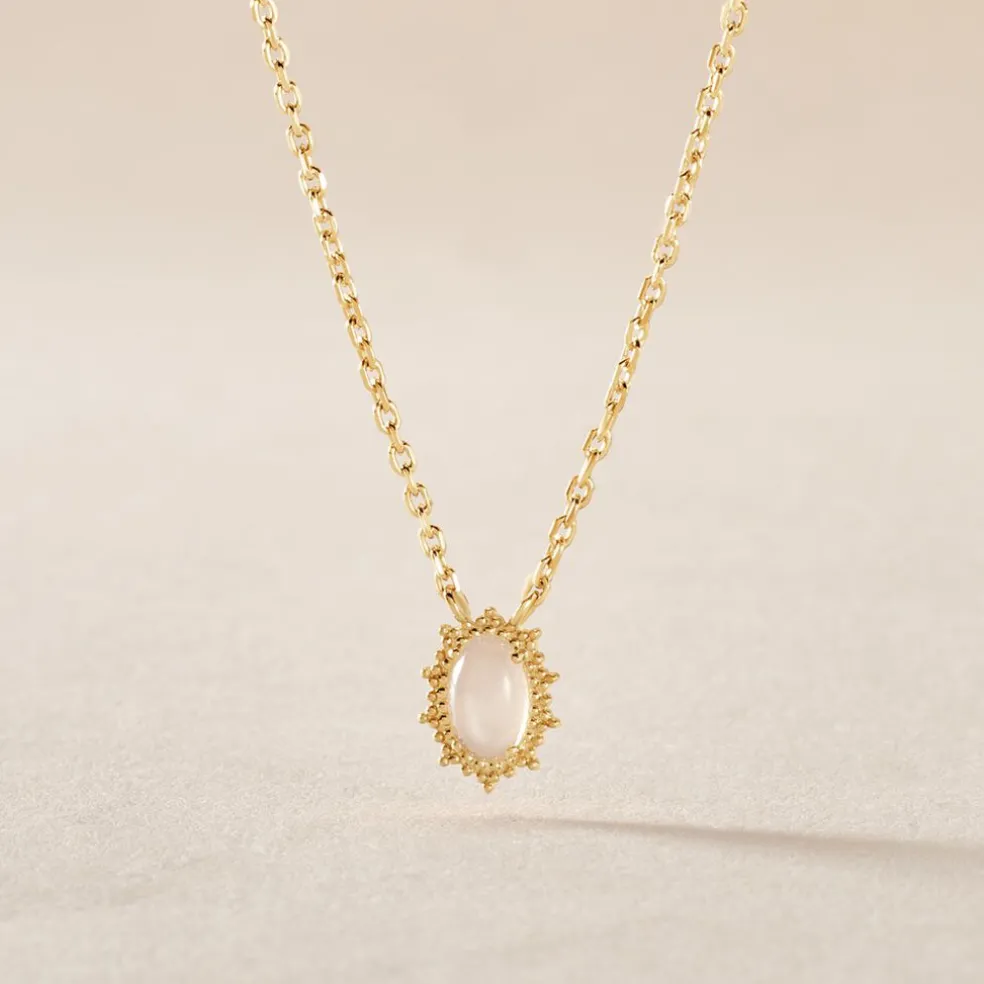 Collier Vintage Love Plaqué Or Jaune Pierre De Lune