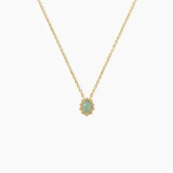 Collier Vintage Love Plaqué Or Jaune Aventurine