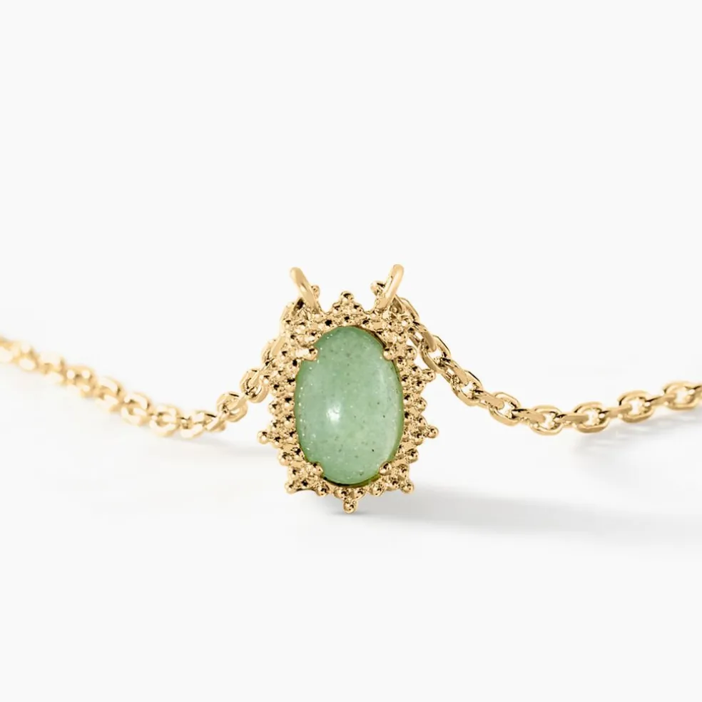 Collier Vintage Love Plaqué Or Jaune Aventurine