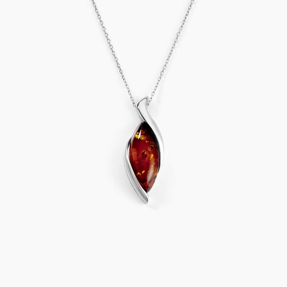 Collier Vyara Argent Blanc Ambre