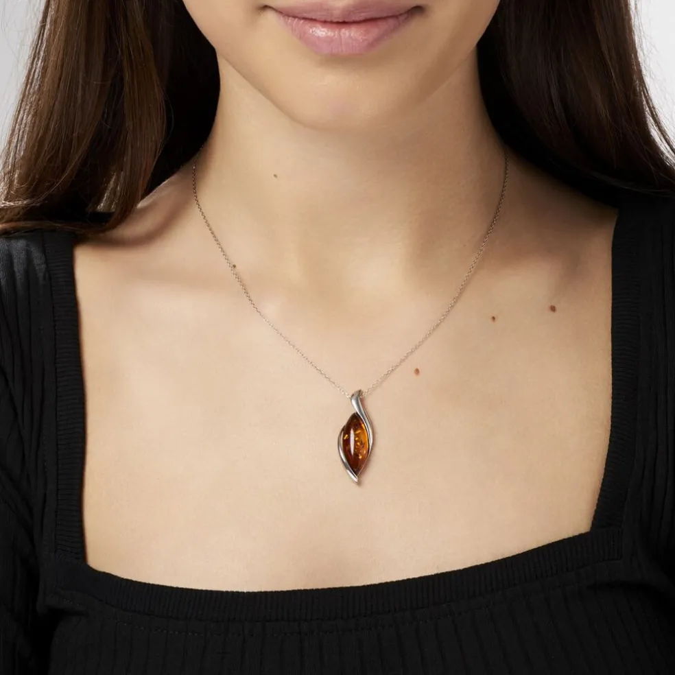 Collier Vyara Argent Blanc Ambre