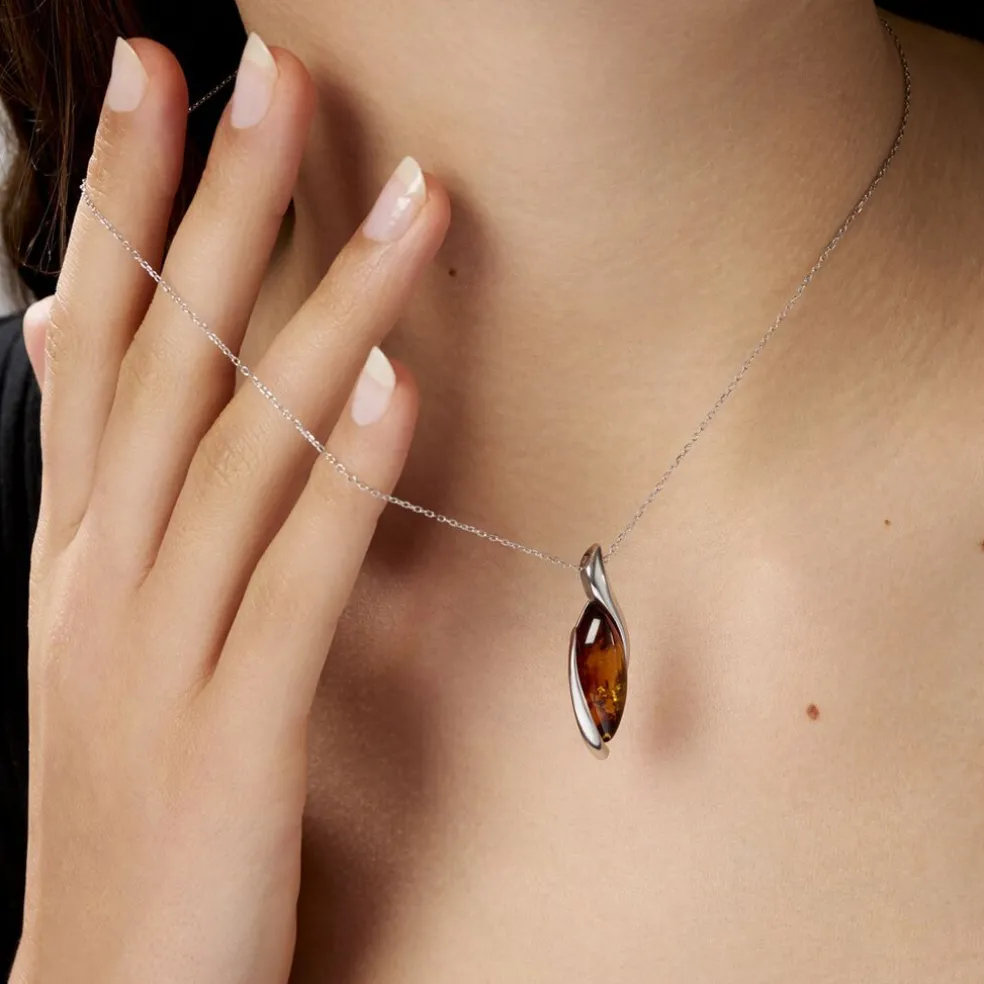 Collier Vyara Argent Blanc Ambre