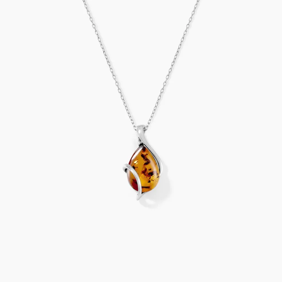 Collier Wahiba Argent Blanc Ambre