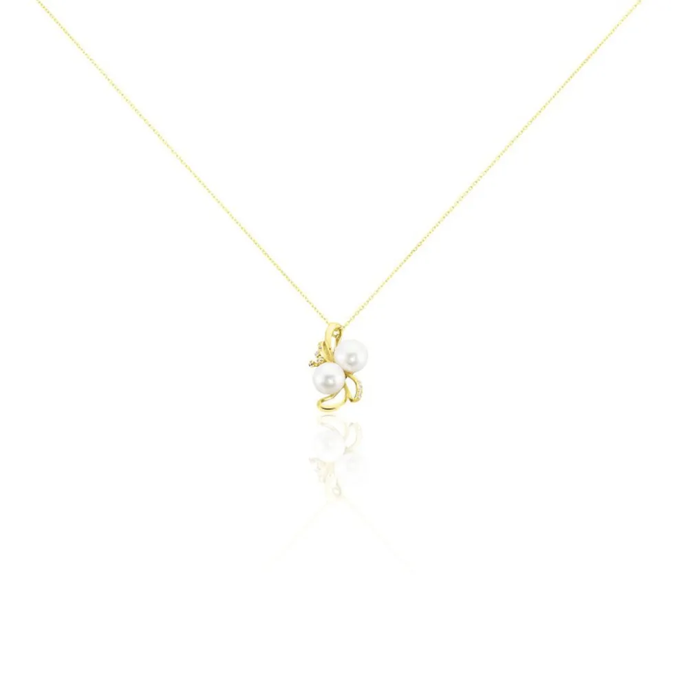 Collier Wandula Or Jaune Perle De Culture Et Diamant