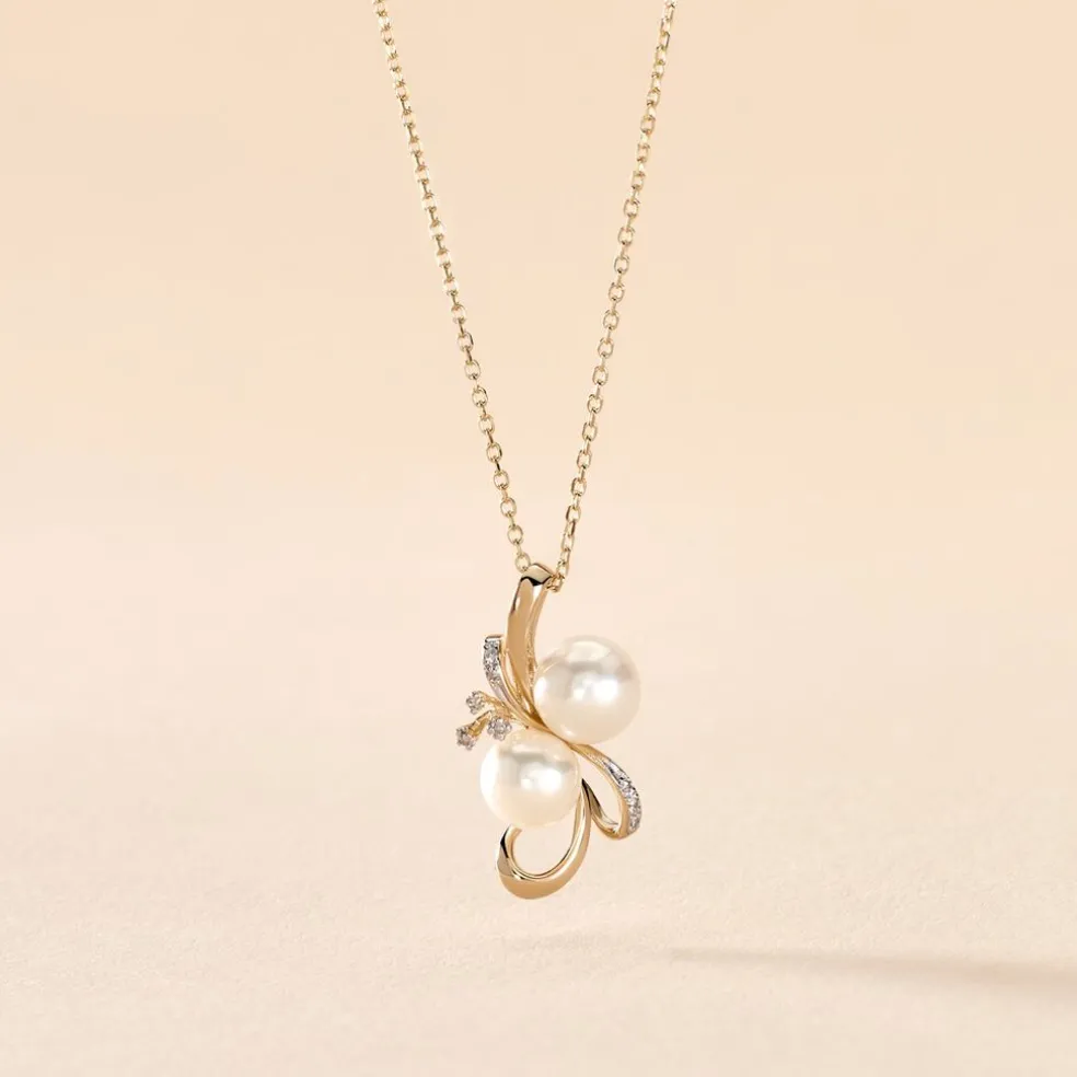 Collier Wandula Or Jaune Perle De Culture Et Diamant