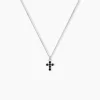 Collier Yahn Argent Blanc Pierre De Synthese