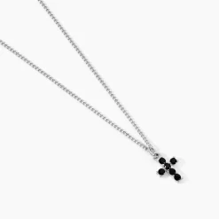 Collier Yahn Argent Blanc Pierre De Synthese
