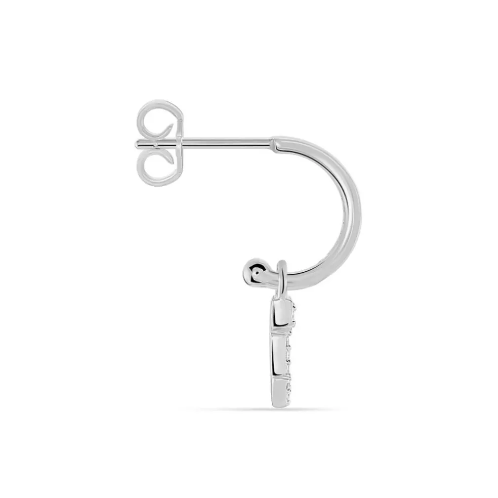 Créole Unitaire Ancelin Rondes Argent Blanc Oxyde De Zirconium