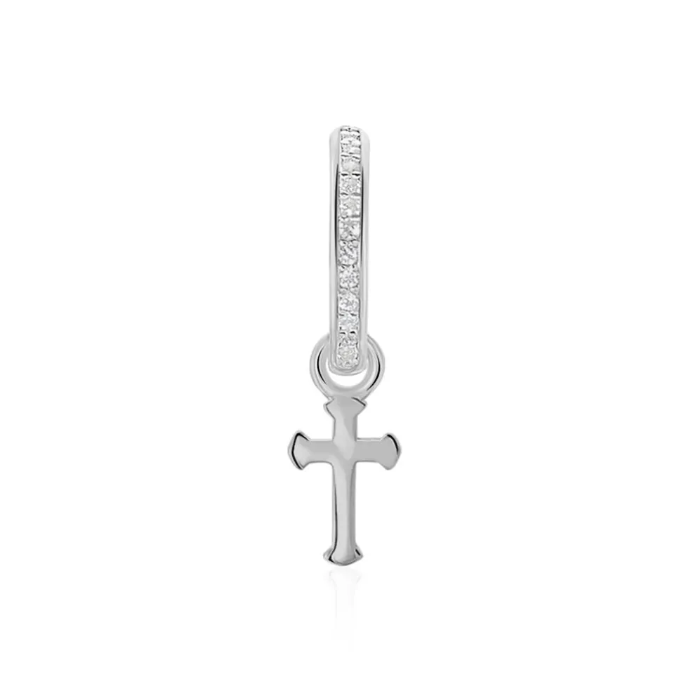 Créole Unitaire Ancelin Rondes Argent Blanc Oxyde De Zirconium