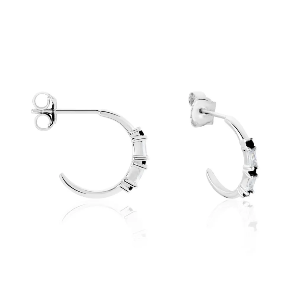 Créoles Adriana Argent Blanc Oxyde De Zirconium