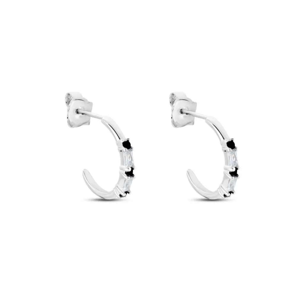 Créoles Adriana Argent Blanc Oxyde De Zirconium