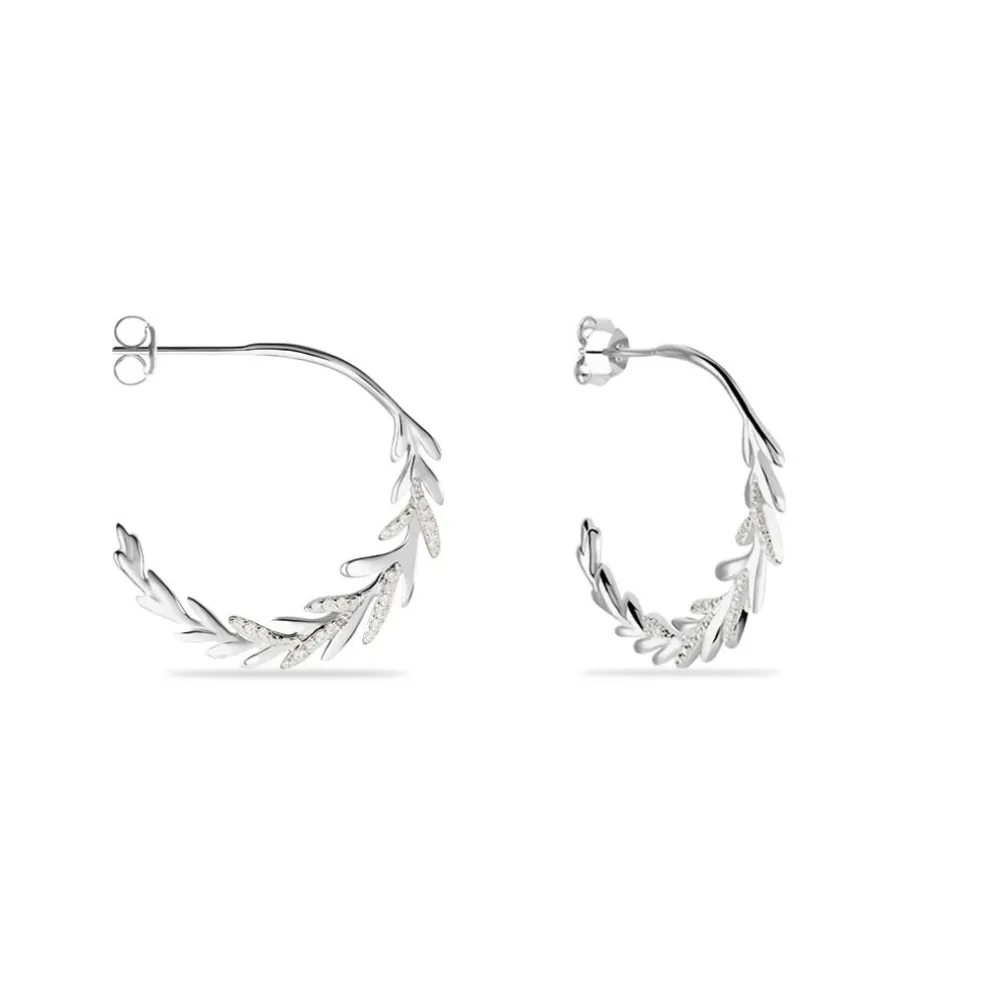 Créoles Andeol Rondes Argent Blanc Oxyde De Zirconium