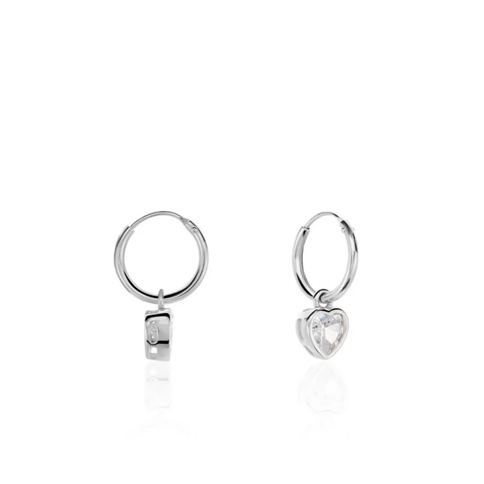 Créoles Argent Blanc Dahud Oxydes De Zirconium