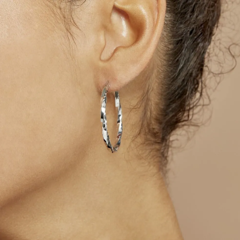 Créoles Argent Blanc Diane