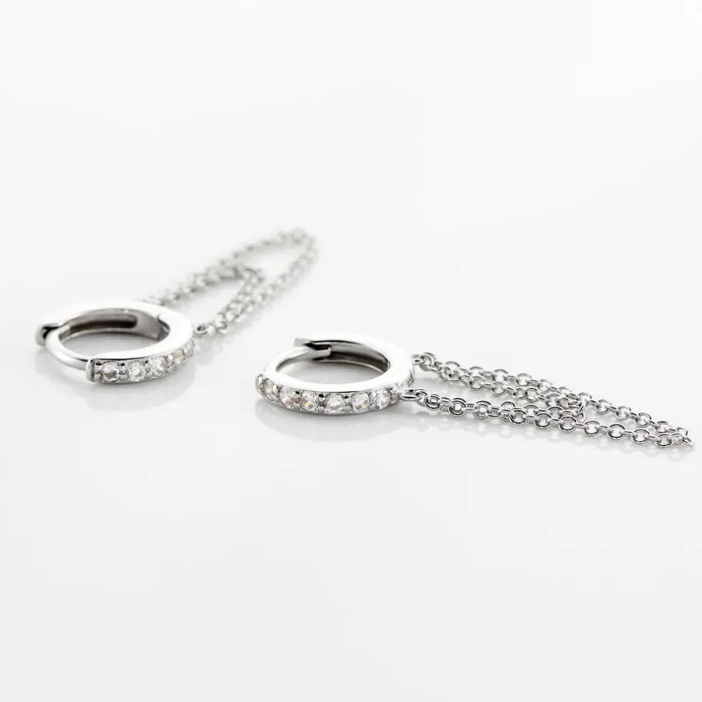 Créoles Argent Blanc Ibai Oxydes De Zirconium
