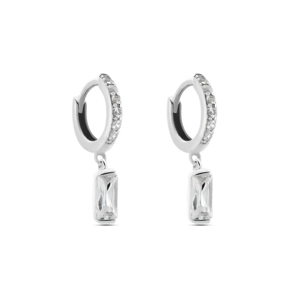 Créoles Argent Blanc Irenion Oxydes De Zirconium