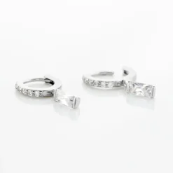 Créoles Argent Blanc Irenion Oxydes De Zirconium