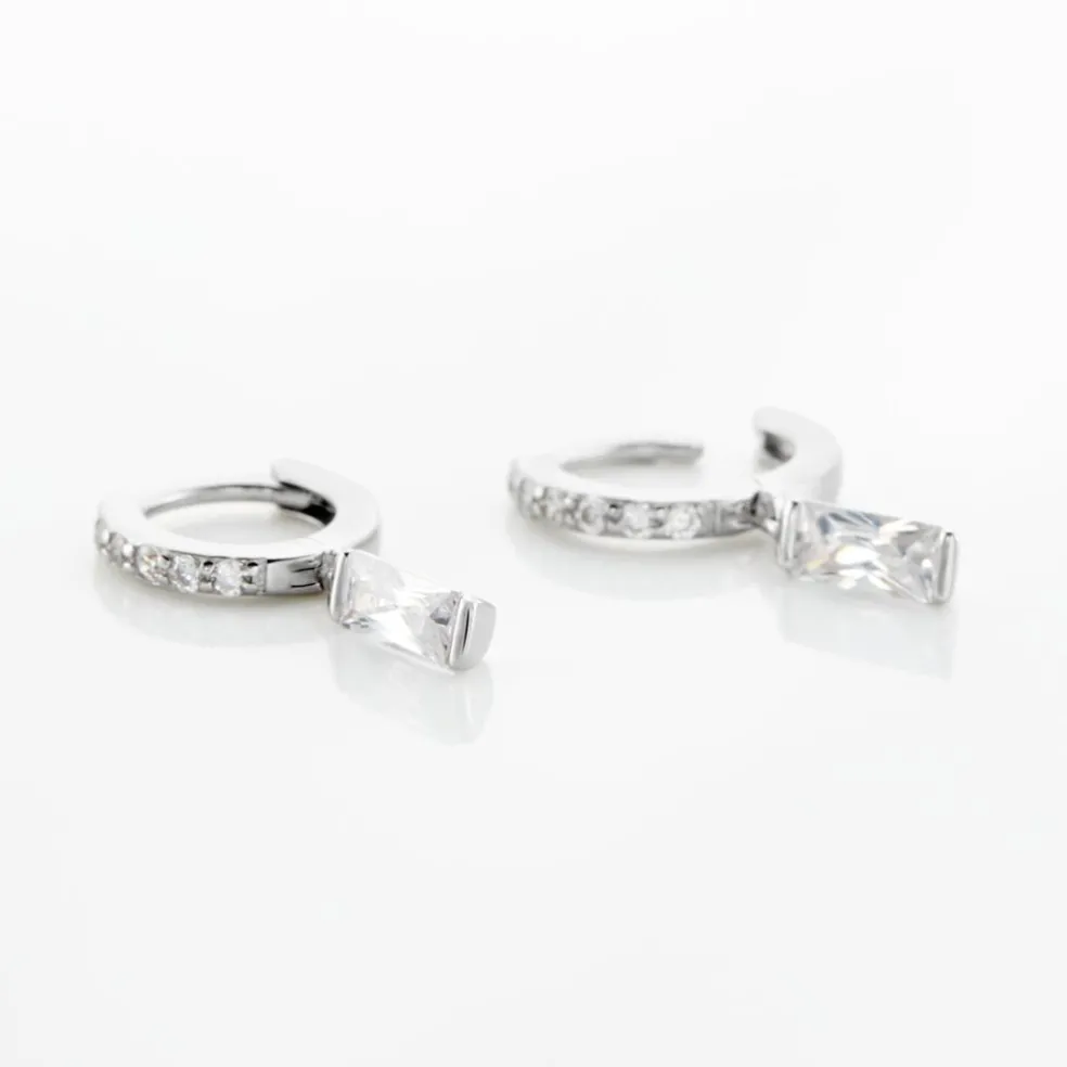 Créoles Argent Blanc Irenion Oxydes De Zirconium