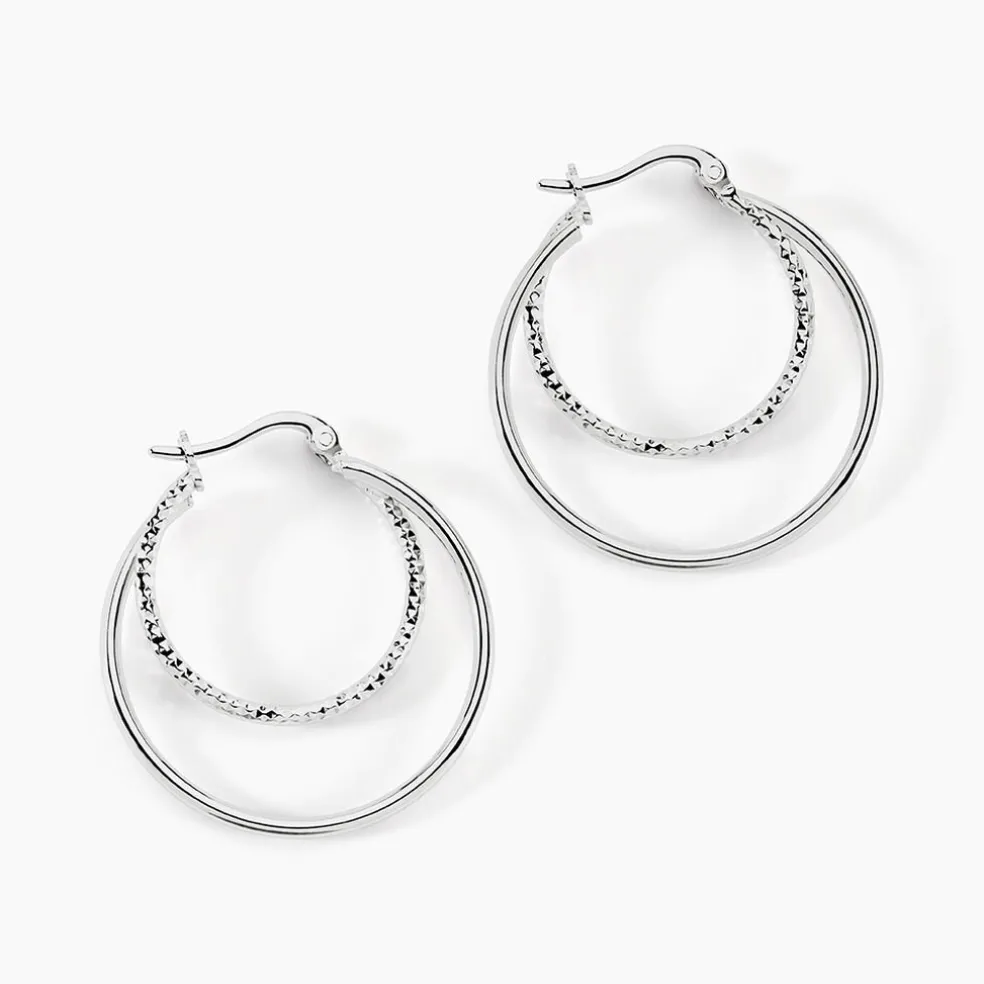 Créoles Argent Blanc Marjorie