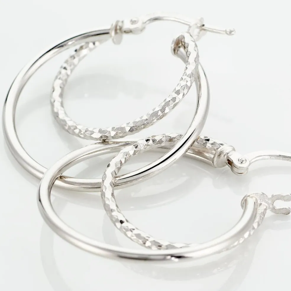 Créoles Argent Blanc Marjorie