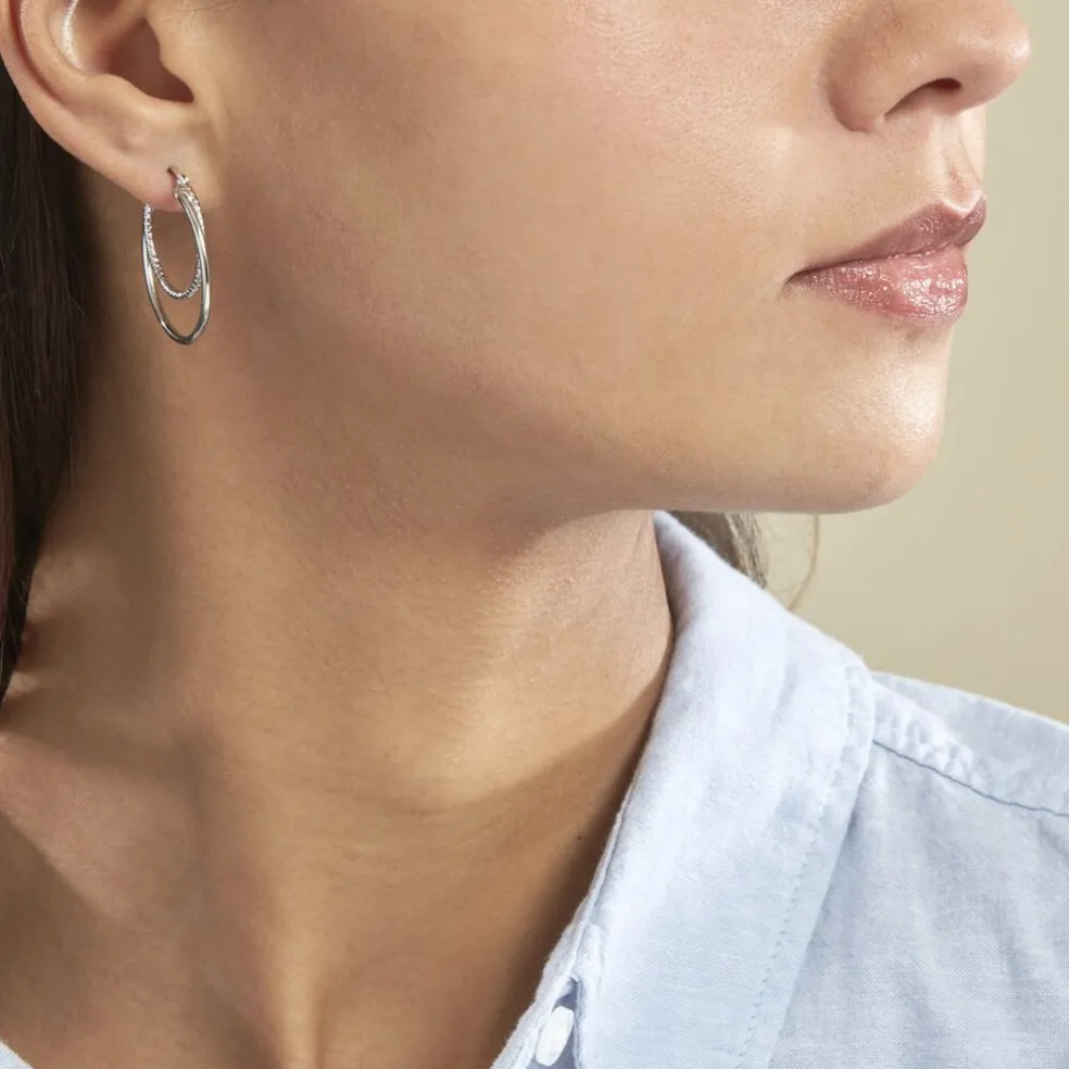 Créoles Argent Blanc Marjorie