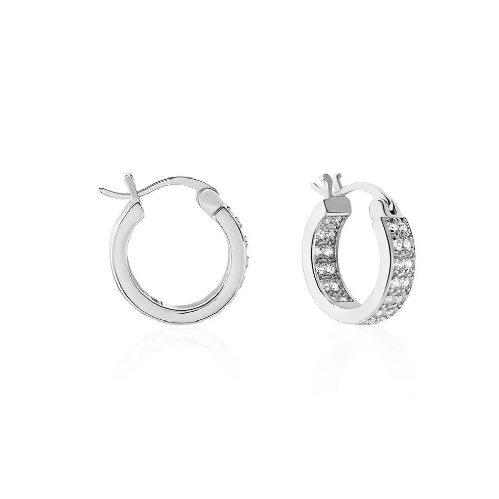 Créoles Argent Blanc Menelas Oxydes De Zirconium