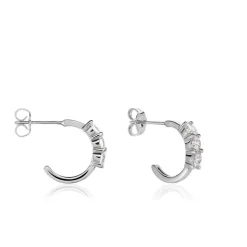 Créoles Argent Blanc Rosaure Oxydes De Zirconium