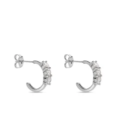 Créoles Argent Blanc Rosaure Oxydes De Zirconium