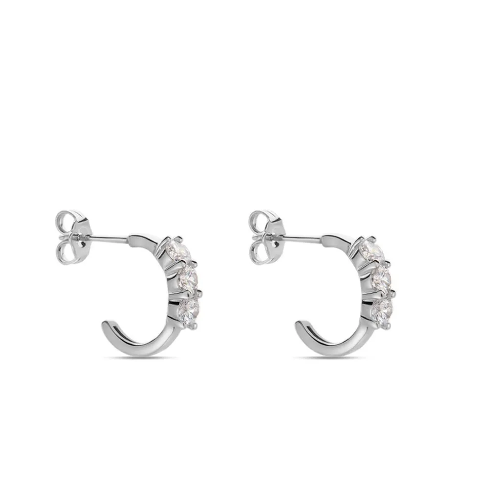 Créoles Argent Blanc Rosaure Oxydes De Zirconium