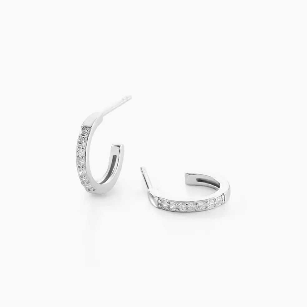 Créoles Argent Blanc Roshan Oxydes De Zirconium