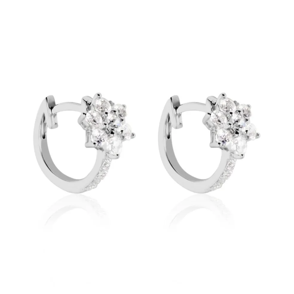 Créoles Argent Blanc Sanz Oxyde De Zirconium