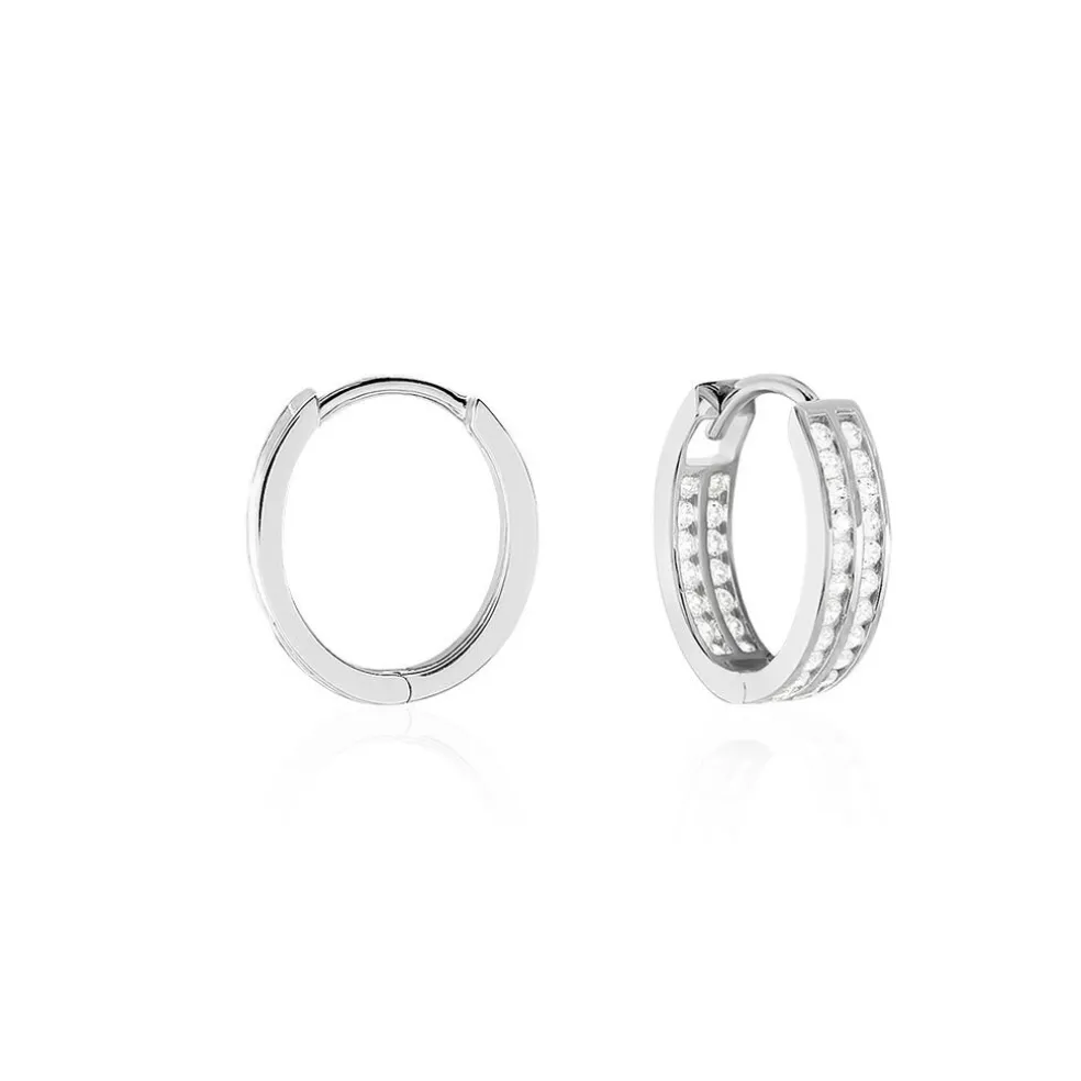 Créoles Argent Blanc Taki Oxydes De Zirconium