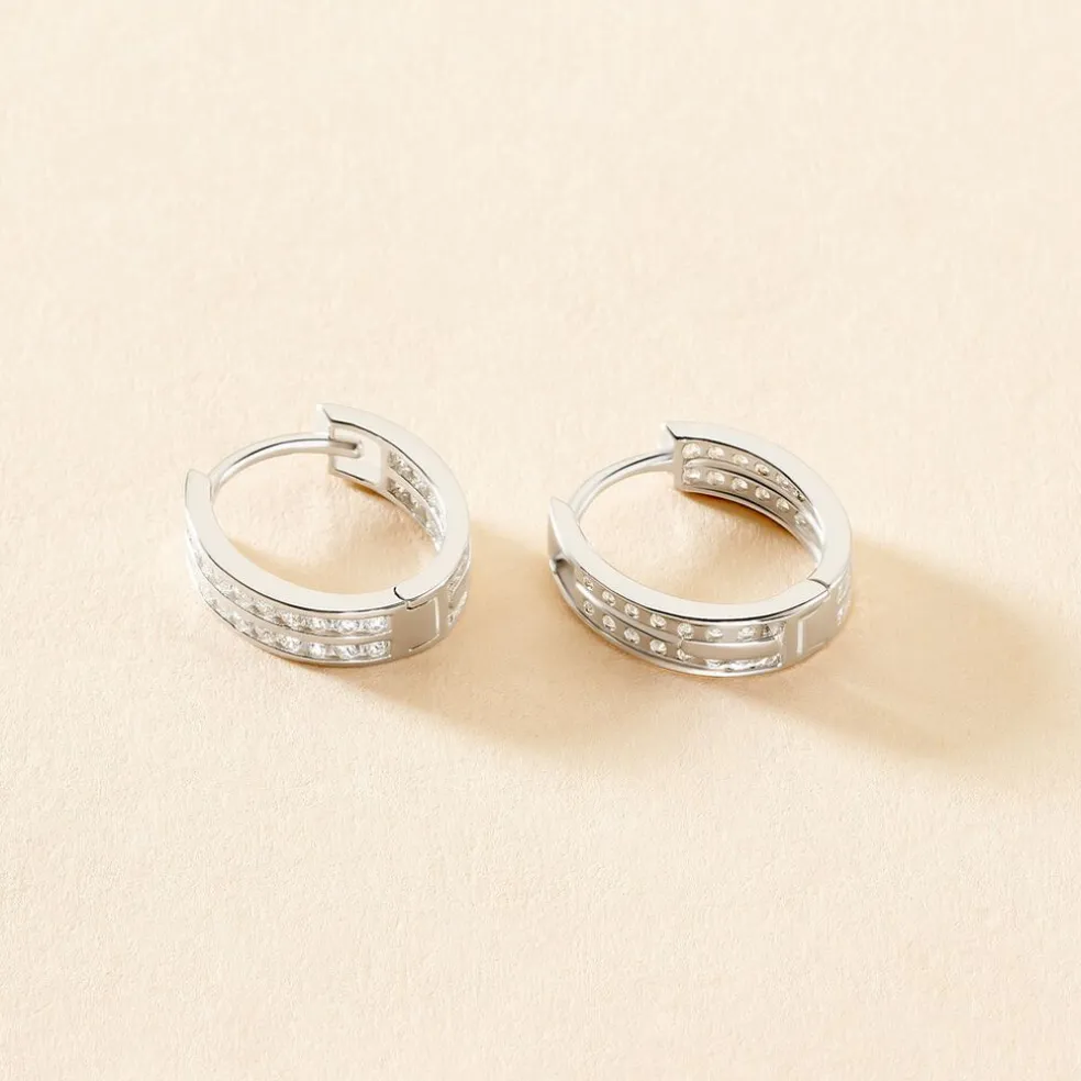 Créoles Argent Blanc Taki Oxydes De Zirconium