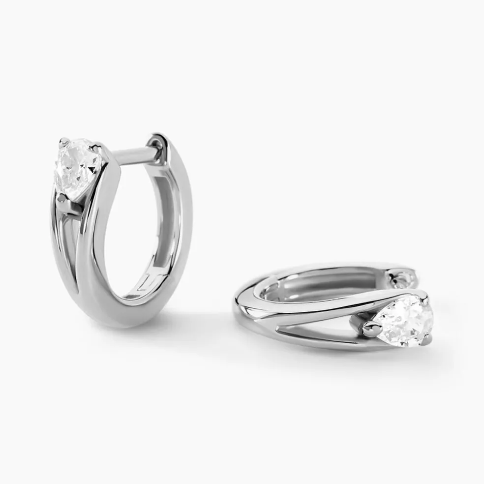 Créoles Armeline Argent Blanc Oxyde De Zirconium