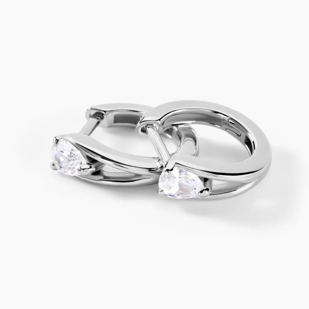 Créoles Armeline Argent Blanc Oxyde De Zirconium