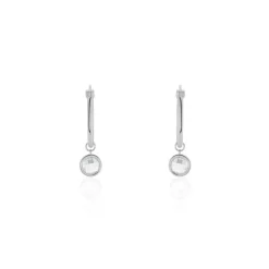 Créoles Bastiano Rondes Argent Blanc Oxyde De Zirconium