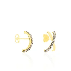 Créoles Bleona Croisees Or Jaune Strass