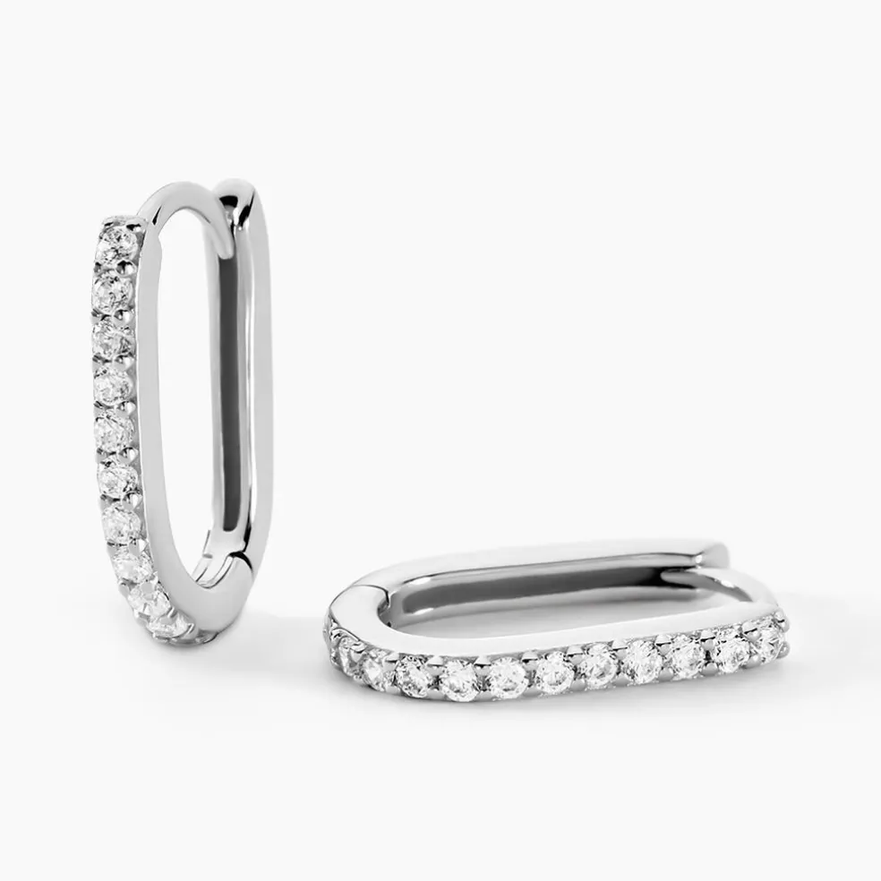 Créoles Caliste Argent Blanc Oxyde De Zirconium