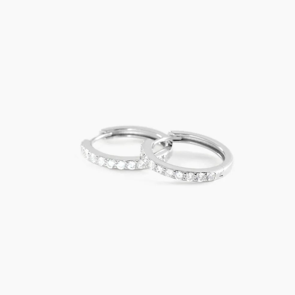 Créoles Classique Argent Blanc Jussi Oxyde De Zirconium