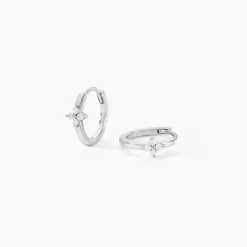 Créoles Clova Argent Blanc Oxyde De Zirconium