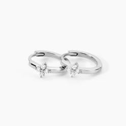 Créoles Clova Argent Blanc Oxyde De Zirconium