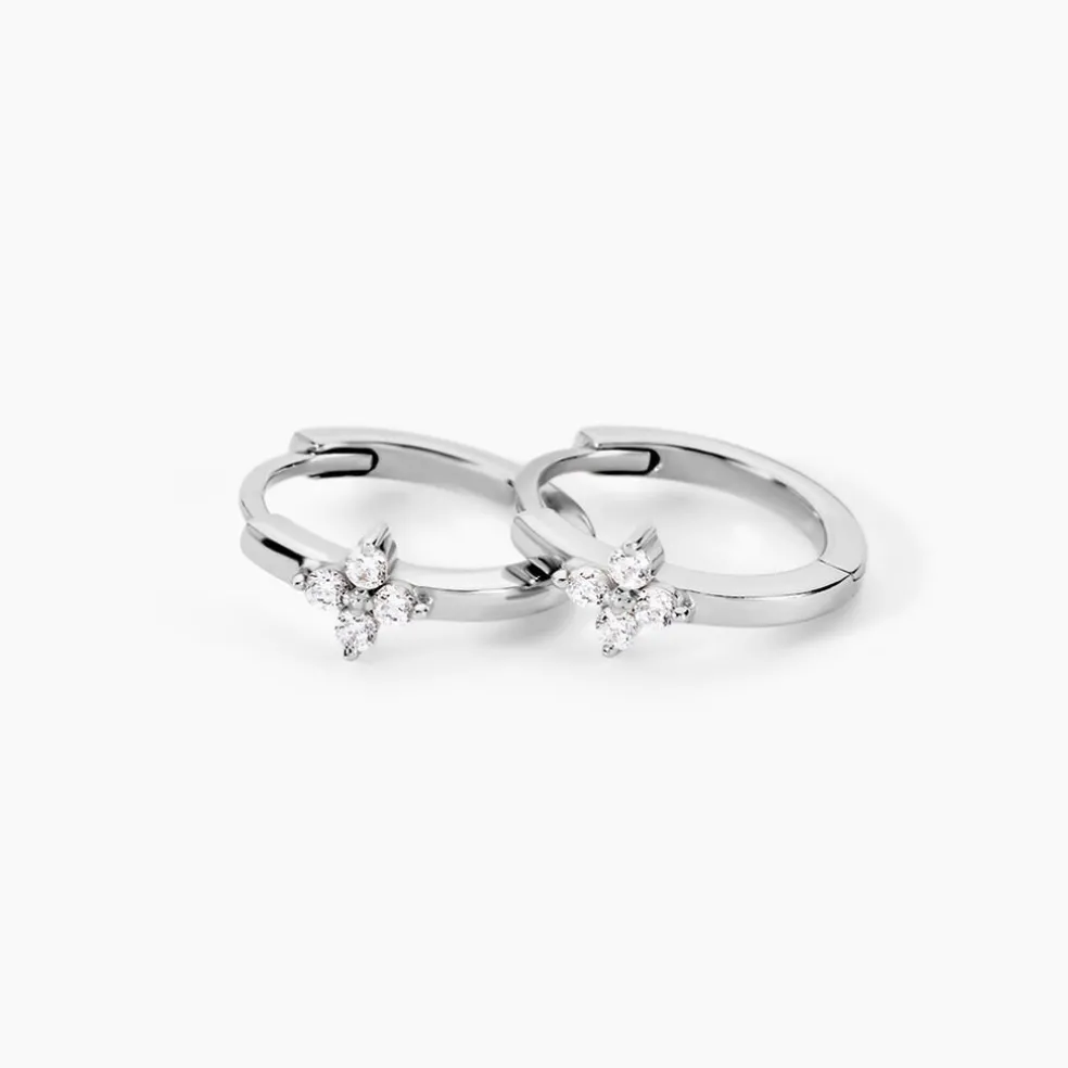 Créoles Clova Argent Blanc Oxyde De Zirconium