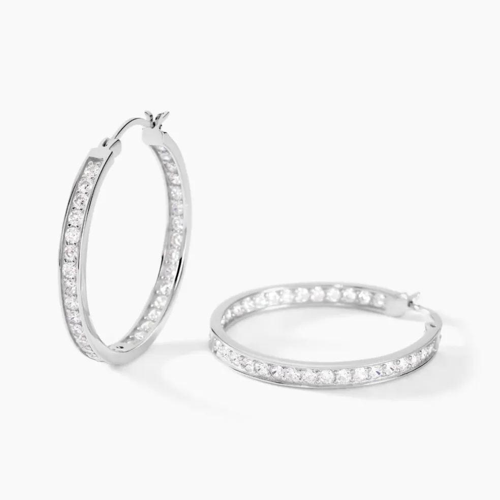 Créoles Django Argent Blanc Oxyde De Zirconium